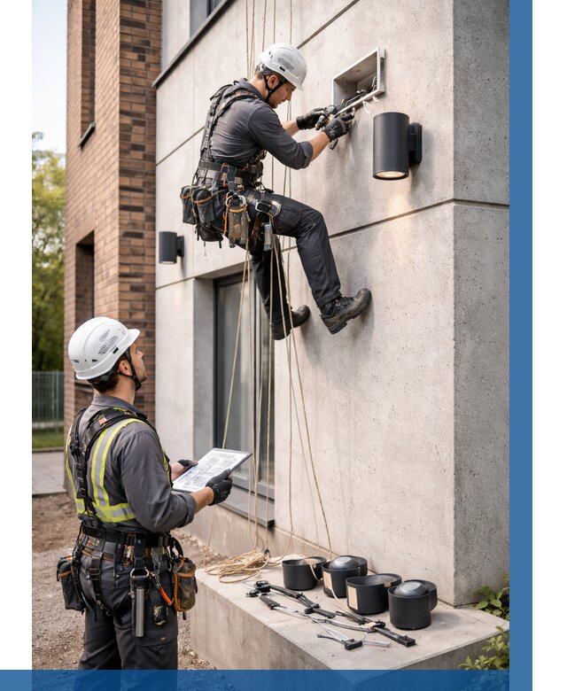 Монтаж фасадного освещения в Клине от 2561 р. | ВЫСОТНИК-Кли