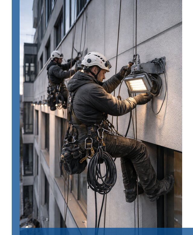 Монтаж фасадного освещения в Клине установка и подключение