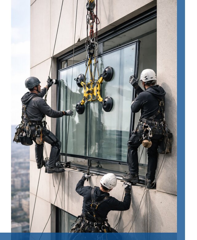 Монтаж стеклопакетов на высоте в Клине от 3278 р. | ВЫСОТНИК-Кли