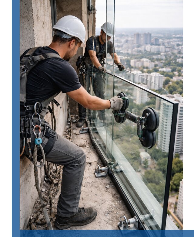 Монтаж стеклянных ограждений под ключ с гарантией в Клине