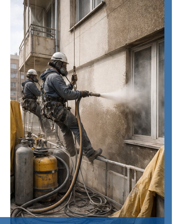 Пескоструйная очистка фасада в Клине от 666 р. | ВЫСОТНИК-Кли