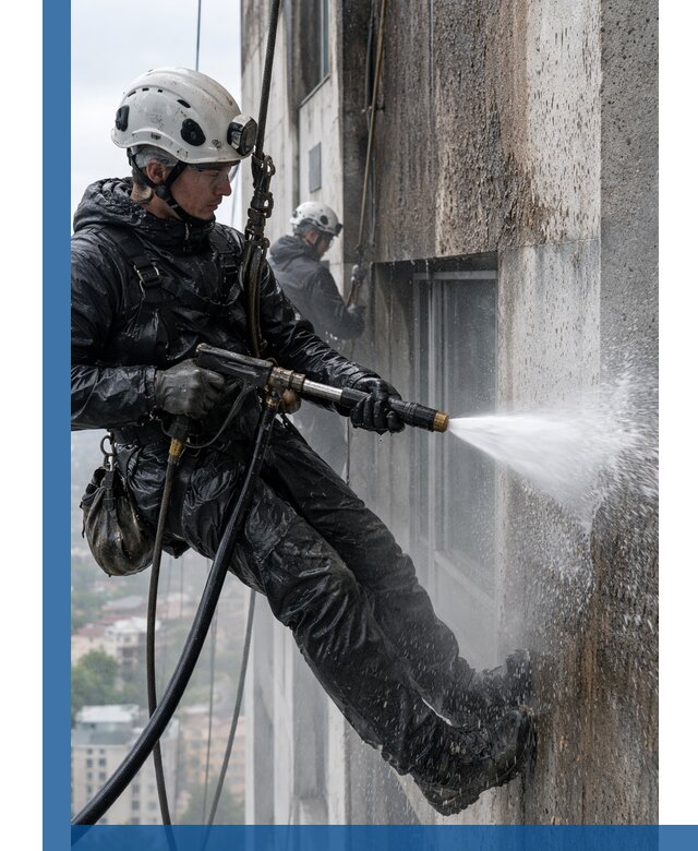 Гидроструйная очистка фасадов и конструкций в Клине