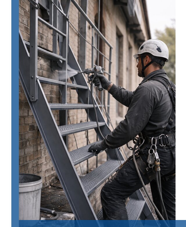 Покраска и антикоррозионная защита пожарных лестниц в Клине