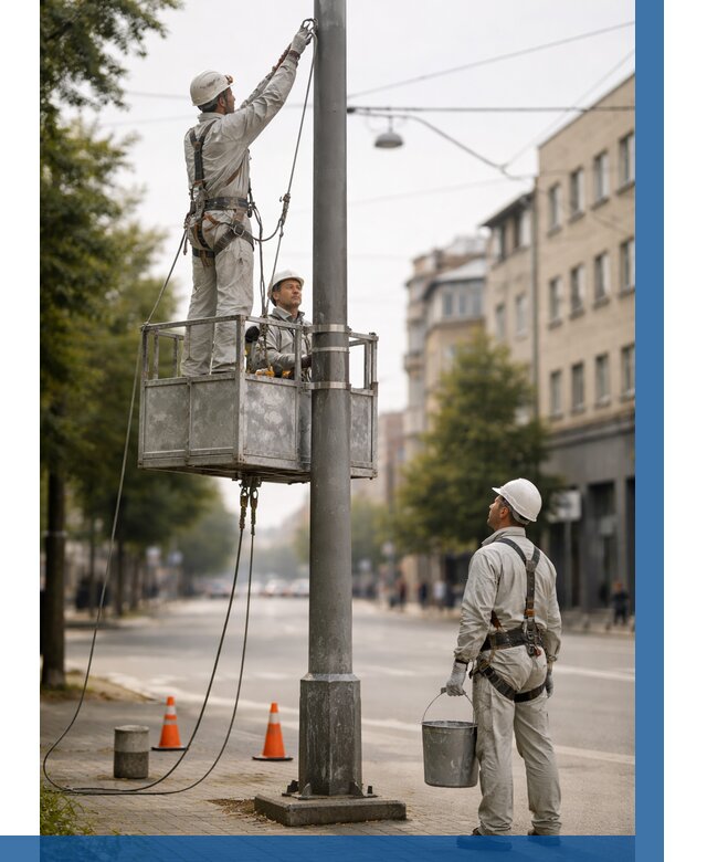 Покраска опор освещения в Клине от 5123 р. | ВЫСОТНИК-Кли