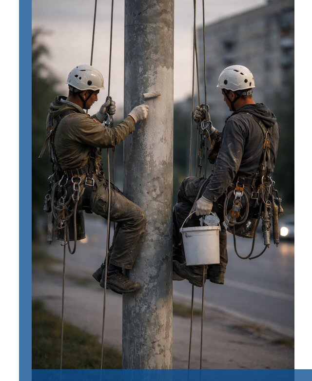 Покраска опор освещения и антикоррозийная защита в Клине