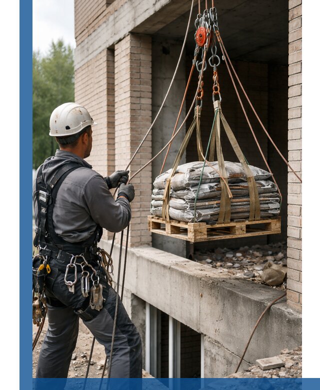 Подъем материалов на этаж веревками в Клине оперативно