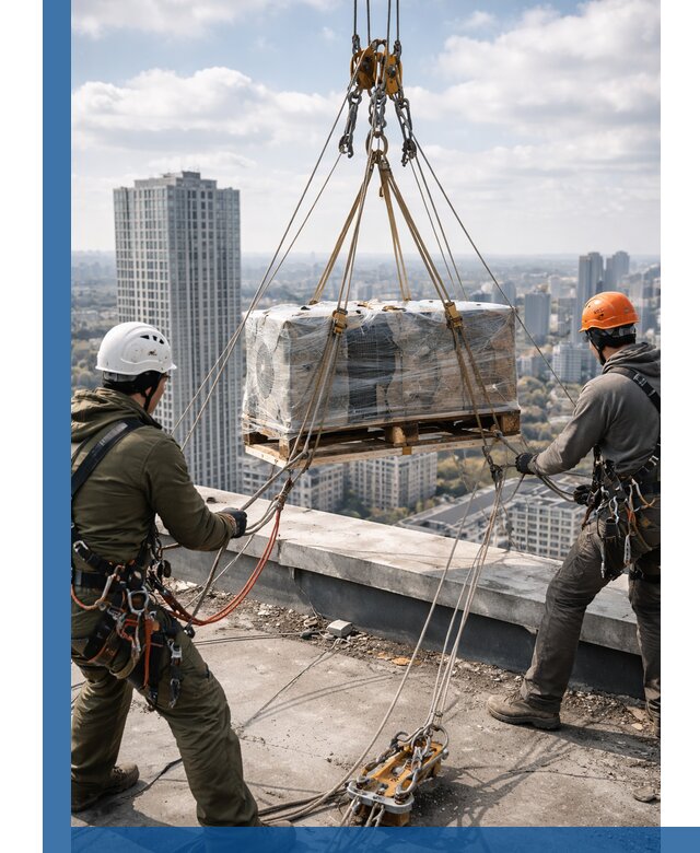 Подъем и монтаж крупногабаритных грузов на крышу в Клине