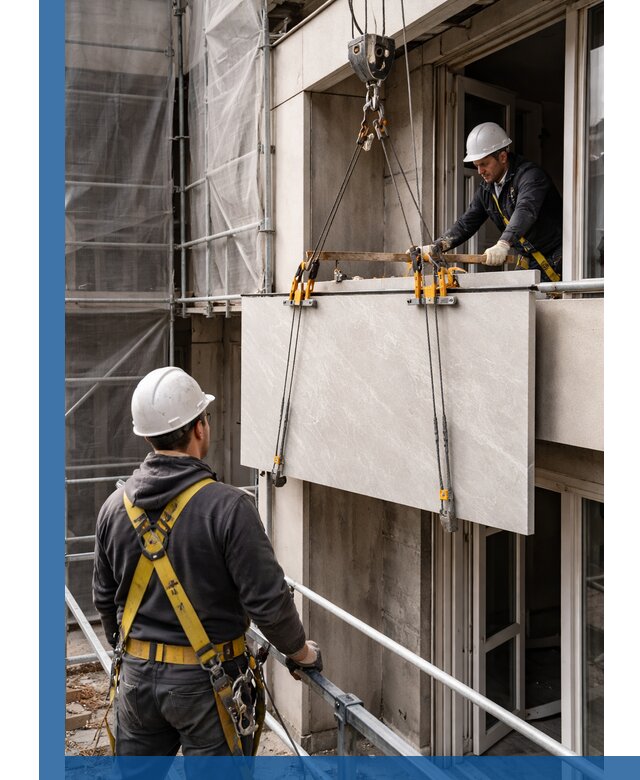 Подъем керамогранита на этаж в Клине грузчиками и техникой