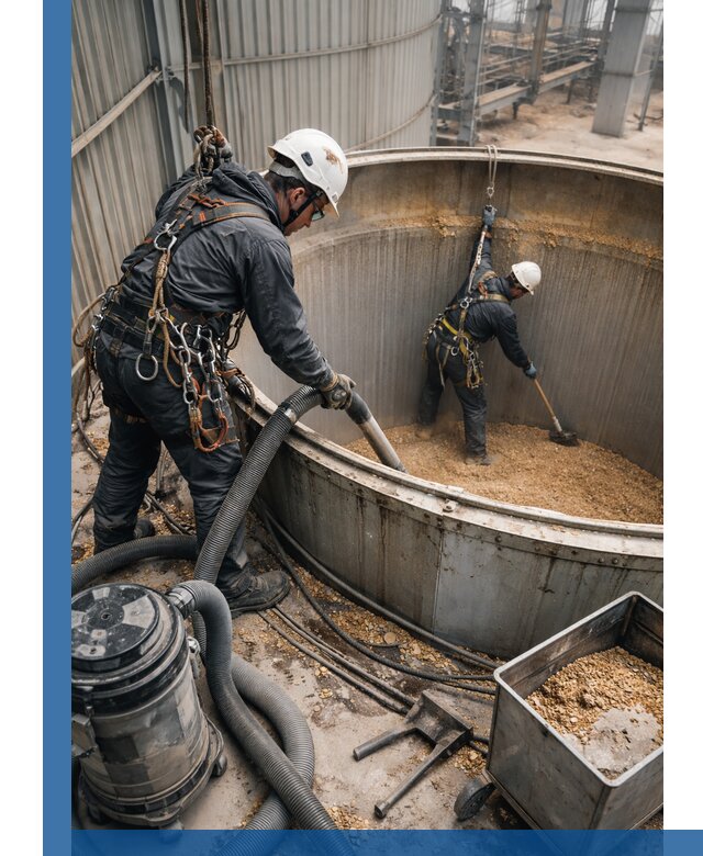 Профессиональная чистка зерновых бункеров в Клине с выездом