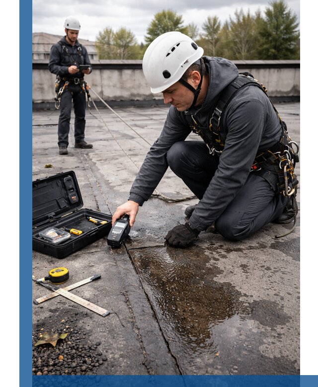 Обследование кровли на протечки и выявление дефектов в Клине