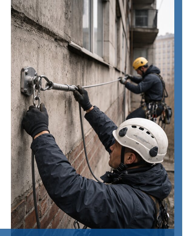 Монтаж анкерных линий в Клине от 3074 р. | ВЫСОТНИК-Кли