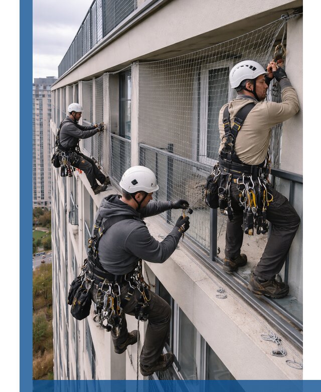 Профессиональный монтаж защитной сетки от птиц в Клине